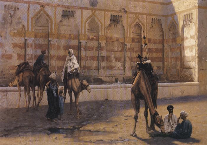 Jean - Leon Gerome Camels at the Watering Place. China oil painting art